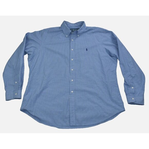 Rugby Ralph Lauren Other - Ralph Lauren Classic Fit Mens Shirt Size XXL Blue White Plaid Button Down Cotton